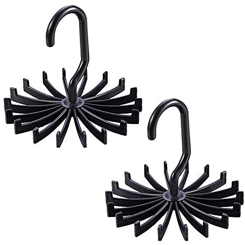 Niuhong 2 Pcs Scarf Krawattenhalter Platzsparend Gürtel Schal Aufhänger 360° Drehbare Halter Rotatible Hangar 18 Fächern Krawattenbügel Hängender Organizer Verstellbarer Rotierender Organisator Bügel