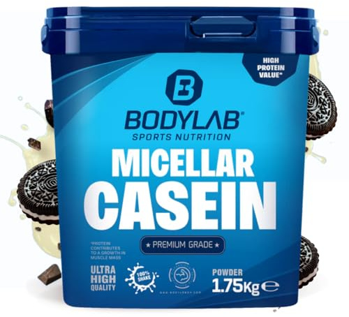 Bodylab24 Casein Micellar Cookies & Cream 1750g, 100% pures Casein, reich an BCAA-Aminosäuren, langes Sättigungsgefühl, unterstützt den Muskelaufbau und -erhalt, ideal während einer Eiweiß-Diät