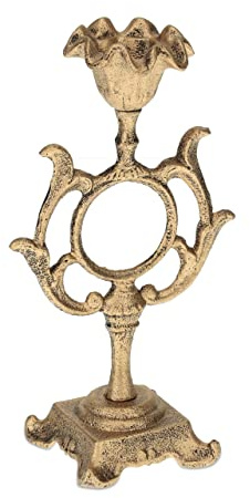 Relaxdays Kerzenständer antik, Kerzenhalter für Stabkerzen Ø 4 cm, Vintage Kerzenleuchter Gusseisen, H. 28,5 cm, Gold