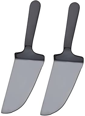 2 Stück Edelstahl Tortenschaufel Tortenheber mit Gezahnte Schneidklinge,Tortenmesser Kuchenheber Kuchenmesser Kuchenschaufel Tortenschieber für Kuchen Pizza Käse Torten,Spülmaschinenfest,Schwarz