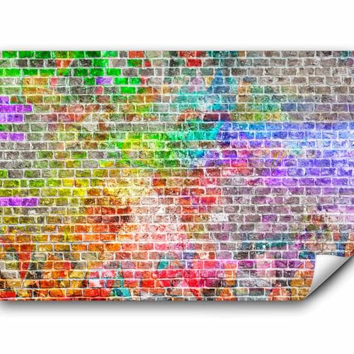murando - Fototapete Premium-Vlies Steinwand 350x256cm - Foto Tapete Wohnzimmer Moderne Vliestapete XXL Wandtapete Motivtapeten Bildtapete 3d Effekt Wand Dekoration Flur Steine Stein Ziegel bunt