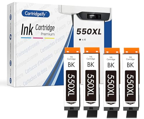 Cartridgeify 4X PGI-550 XL Schwarz Kompatibel mit Canon PGI-550XL PGBK Druckerpatronen Multipack, für PIXMA MX925 MX725 iP7250 iP8750 MG5450 MG5550 MG5650 MG6350 MG6450 MG6650 MG7150 MG7550