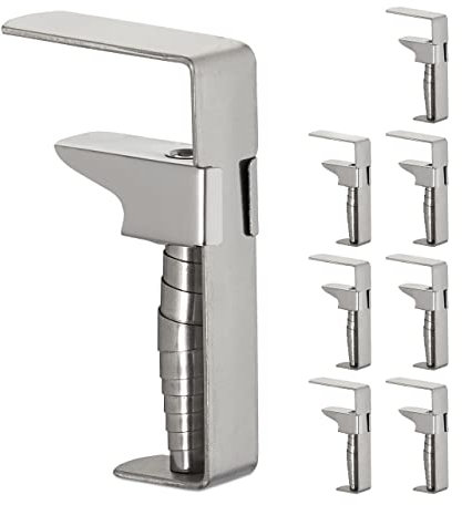 Relaxdays Tischdeckenklammern, 8er Set, verstellbare Tischklammern für Dicke Tische, Edelstahl, bis 4 cm Stärke, Silber