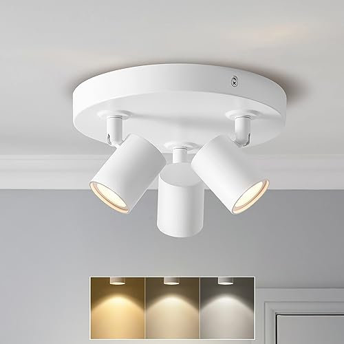 ANWIO Adjustable Round Spot Ceiling Light,White Kitchen Spot Lights for Ceilings,Bar Ceiling Spotlights for Kitchen,Bedroom Lights Ceiling,Ceilings Spotlights Fitting,Bulbs Including(EUCS-LG11A-220Y)