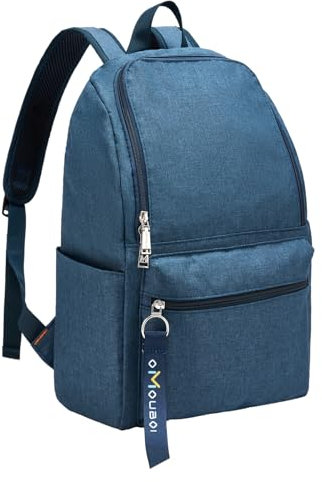 OMOUBOI Kleiner Casual Daypack 14-Zoll-Laptop-Rucksack für Männer und Frauen Leichter College-Buchrucksack Wasserabweisender Reise-Rucksack für das tägliche Leben, Reisen, Arbeit, Geschäft (Blau)