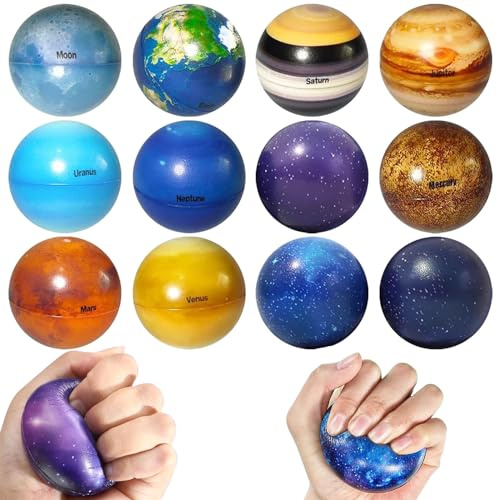 Mini Planeten 12 Stück, Schaumstoffbälle, Kinder Erwachsene | 12 Stück Aufblasbarer Schaumstoffbälle, Spielzeug Bälle, Bälle aus Schaumstoff, Kinder Spielzeug, Anti Ängste Linderung