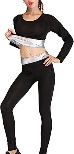 HMLOPX Sauna Suit Ladies Sweat Sauna Slim Ft Sportswear Pantalones Fitness Entrenamiento Sudadera (Color : Long Sleeve, Size : S-Small)