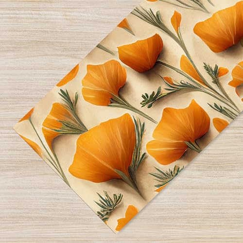 IlGruppone Tappeto Cucina Antiscivolo Made in Italy Passatoia Antimacchia Multiuso Corridoio Soggiorno Lavabile in Lavatrice - PapaveroArancio - 50x200 cm
