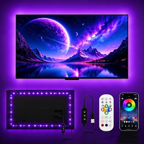 MORIACC TV LED Lichter 4.0 m, LED Lichter für TV 32-55 Zoll TV LED Hintergrundbeleuchtung Musik Sync mit TV, RGB LED Streifen Lichter für TV mit Fernbedienung APP Steuerung, USB TV Lichter hinter