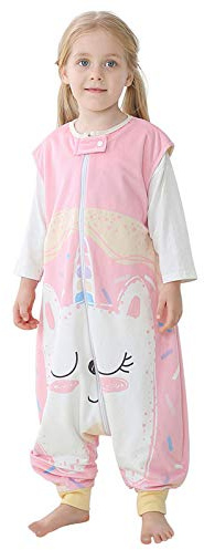 HAHASHOW Sacco Nanna con Piedini per Bambini 5-6 Anni Senza Maniche Rosa