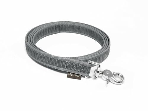 Mystique® Gummierte Leine 20mm ohne Handschlaufe Scherenkarabinerhaken grau 2m