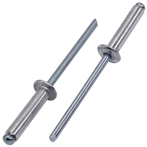 SKIR'CO 100 remaches ciegos de aluminio de 5 x 20 mm, mandril de acero, remaches pop, cabeza de cúpula, remaches DIN 7337