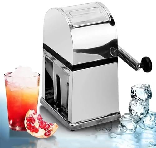 HYYKEJI Machine à Glace pilée en Acier Inoxydable à manivelle, broyeur à Glace Manuel, avec Lames en Acier Inoxydable épaississant, économie d'énergie et Utilisation Facile, pour Bars, Restaurants