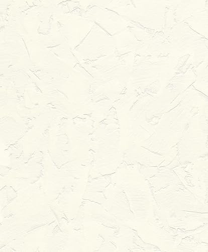 Rasch Tapeter 483376 – fleecetapet med gipsstruktur i vitt från kollektionen det bästa – 10,05 m x 0,53 m (L x B):