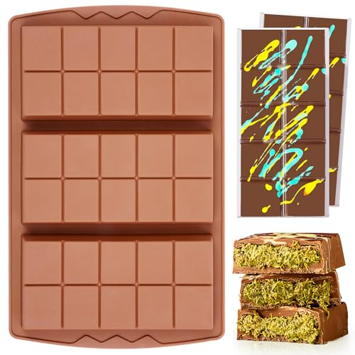 KASHME 1 Pc Chocolate Bar Mold Deep Large Chocolate Molds Silicone Break Apart Thick Silicone Molds for Candy Bar (10 Snap）