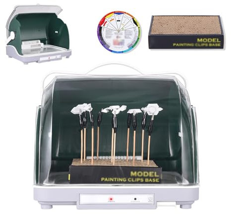 Airbrush Drybooth, mini essiccatore for vernice spray da 120 W con copertura antipolvere,cabina di essiccazione for modellismo, cabina di verniciatura elettrica con aerografo con modalità aria fredda