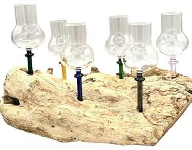 Mundgeblasenes 6er Set 4cl Schnapsgläser mit buntem Stiel ohne Fuß