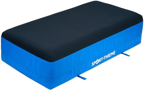 Sport-Thieme Landeblock Cloud | Besonders weicher Soft-Bezug, rutschfest, Tragegriffe | Niedersprungmatte 200 cm | Blau-Rot | PE-Schaumstoff, Polyester, vielseitig für Turnhalle