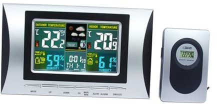 Cabilock Estación Meteorológica Digital Inalámbrica Termómetro y Higrómetro Reloj Despertador Pantalla Lcd Alarma De Estación Voltaje