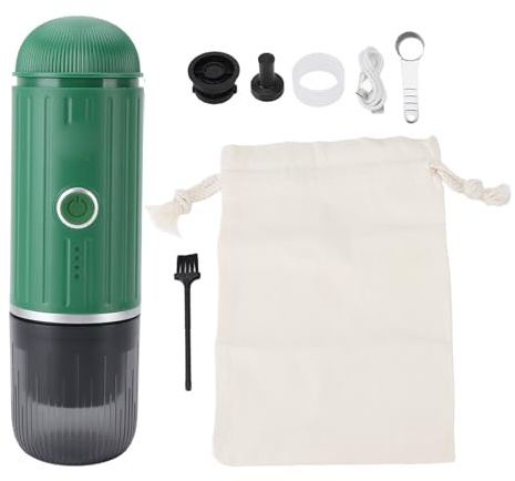Tissting Machine À Expresso Portable, 19 Bar De Pression, Machine À Café De Voyage, De Camping, De Voiture, Auto-chauffante avec Câble USB, Mini Machine À Café pour La Maison, Les Voyages (Vert)