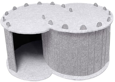 Katzenhöhle aus Filz, Katzenbett, Katzen Donut Tunnel, Katzentunnel, Kuschelhöhle, Rascheltunnel Für Katzen, Katzen Schlafplatz, für Katzen oder kleine Hunde 58x24 cm (Grau1)