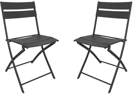 Acomoda Textil – Silla Plegable de Acero para Interior y Exterior Antracita. Silla con Respaldo Estable y Resistente para Jardín, Balcón, Terraza y Patio 52x46X81 cm. (Pack 2 Unidades)