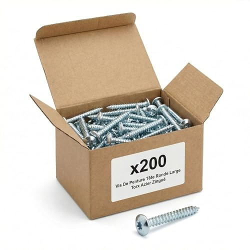 200 Vis Penture Torx acier zingués blanc - Diamètre 6 mm - Longueur 50 mm
