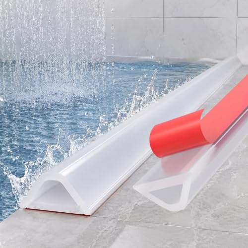 alophoty 100cm Schwallschutzleiste Dusche Selbstklebend Transparent - Silikon Wasserstopper Dusche Boden, Nass-Trocken-Trennung für Bad und Küche, Einfache Montage