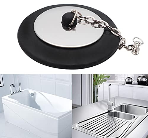 YUOIUX Badewannen-Abflussstopfen aus Gummi mit Kette, Badewannenstöpsel für Zuhause und Hotel, 1 Stück