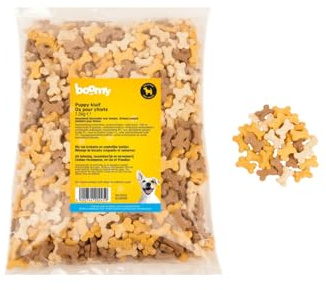Boomy - Welpenspielzeug – Hundesnacks - Kleine knusprige Hundekekse 2cm – Ideale Hundebonbons für Welpen & kleine Hunderassen - 1,5 kg