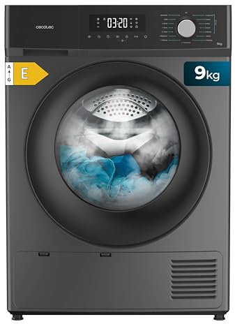 Cecotec Secadora de Ropa 9Kg Bomba de Calor Bolero Dresscode Dry 9330 Steel. Clase Equivalente A++, 15 Programas y Funciones: Secado Automático, Planchado Fácil, Stop&Go, Delay Start y KidLock, Acero