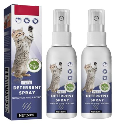 KOAHDE Anti Kratz Spray fur Katzen,Katzenfernhaltespray Möbel,50ML,2PC,Schützen von Möbeln,Sofas,Teppichen,Indoor & Outdoor Natürlich