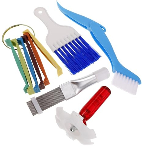 ROMISBABA Stainless Steel Air Conditioner Fin Cleaner with Radiator Comb and Brush Kit for Dust Removal Fit for Ac and Condenser Maintenance Cleaning Tool