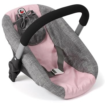 Bayer Chic 2000 - Asiento de coche para muñecas con adaptador para cochecito de muñecas, camilla de muñecas, accesorios para muñecas, color gris y rosa