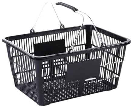 MagiDeal Panier de Courses avec poignée, Panier de Rangement léger en métal Portable, Organisateur de supermarché pour Aliments, Fruits, sous-Sol, Salle de, Noir
