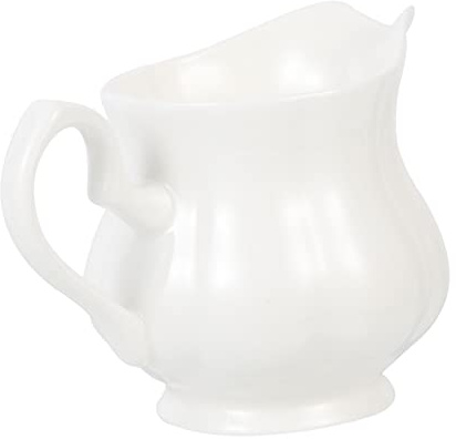 FELTECHELECTR Contenitore per Latte in Ceramica Bianca Piccolo con Beccuccio e Manico Contenitore Multifunzionale in Porcellana per Latte e Caffè Facile da Pulire e Usare in Cucina e Banqueting
