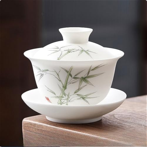 LEEDJUINE Ceramics Gaiwan Service à thé en porcelaine blanche style ancien 180 ml