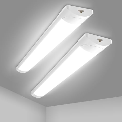Hondony 2Pack 4FT Led Batten Light, 40W Surface Mounted Ceiling Light Cool White 6500K 6800LM 180°Beam Angle Tube Lights for Shop, Office, Living Room, Garage, Warehouse, Kitchen