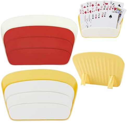 GHPKOTW 2 Piezas Soporte para Naipes, Sujeta Cartas Soporte, Porta Naipes, Porta Naipes para Niños, Soporte para Juego de Cartas, Soporte Cartas Juego de Mesa, Soporte Triangular para Tarjetas