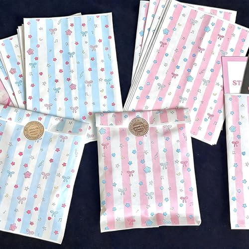 Ovanda Butterbrottüten Blau und Rosa, 50 Stück Candy bar Tüten Bunt Papiertüten Klein Geschenktüten Klein Mitgebsel Tüten Geschenktüten Kindergeburtstag Ostern Hochzeit, Gender Reveal Geschenktütchen