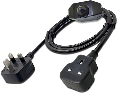 Plug In Dimmer Switch, Dimming Switch Extension Cord with 3 Prong Grounded Plug UK Socket, Lamp Power Cable for Dimmable Table Lamp LED/CFL Lights, 250V 10A 3 Cord Extension Lead Replacement Black