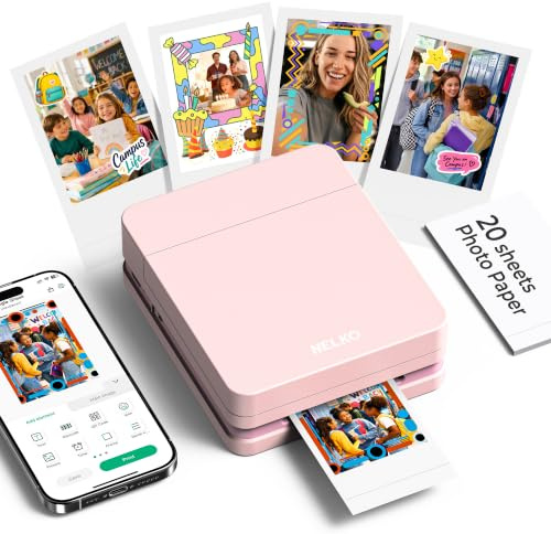 Nelko PP01 2x3 Portable Photo Printer with 20 Sheets, Pink