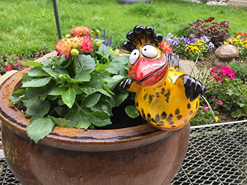 TB Huhn Gartenkugel Gartenstecker Blumenstecker Keramik Frostfest