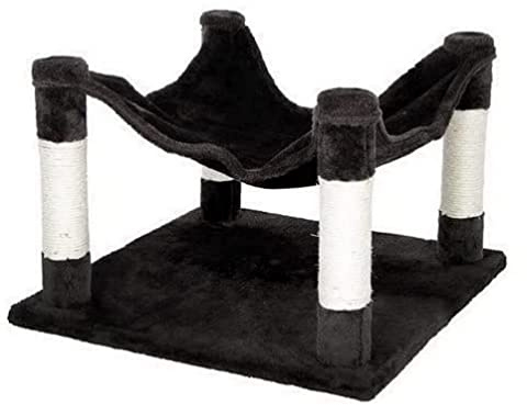 Kerbl Pet Katzenhängematte Samira, Erhöhter, kuscheliger Katzenruheplatz aus Softplüsch mit Sisalsäulen zur Krallenpflege