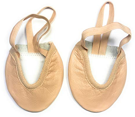 Toe Half Gymnastics Rhythmic Shoes - Lyrical Half Sole Ballet Dance - Toe Turner Pirouette Half Shoes Nude Leather Beige for Girls