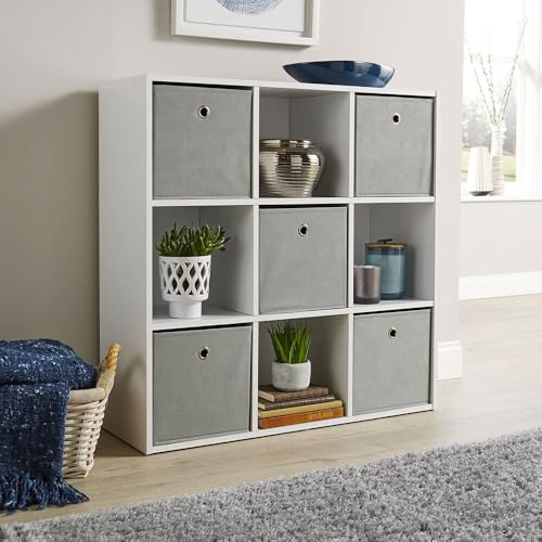 Home Source Storage 9 Shelf Cube Bookcase Wooden Display Unit, White