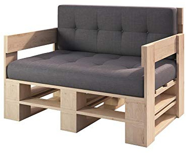 sunnypillow Palettenmöbel Gartenmöbel Set aus Holz Indoor/Outdoor - Europaletten für Möbel Sofa für Balkon Terrasse Garten (Natur Sofa 120 x 80 cm Höhe : 30 cm)
