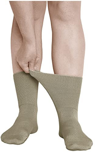 vitsocks Calzini per Diabetici Extra Larghi senza Elastico Donna (3 PAIA) Calze Sanitarie Piedi Gonfi Cotone Morbido, beige, 39-42