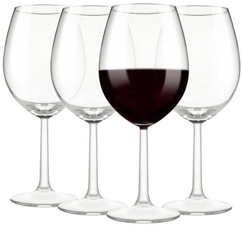 Galvog® Set of 4 Crystal Clear Wine Glasses 430ml | Italian Style Glasses | Hand Blown Stem Wine Glasses | Classic Design