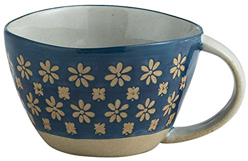 ZLSD Groß Suppenschüssel Kaffeetasse Mit Henkel, Breit Suppentasse Getreide Frühstückstasse Mikrowellen Für Milch Tee Snacks Eis-rot Porzellantasse, 310 ml